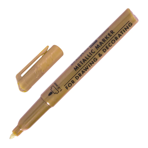 Маркер для декорирования и рисования ЗОЛОТИСТЫЙ BRAUBERG ART METALLIC, линия письма 1-3 мм, 152438 - МСК «Форвард»