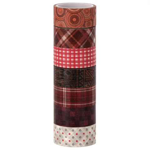 Клейкие WASHI-ленты д/декора ОТТЕНКИ КРАСНОГО, 15мм*3м, 7цв, рисовая бумага, ОСТРОВ СОКРОВИЩ, 661705