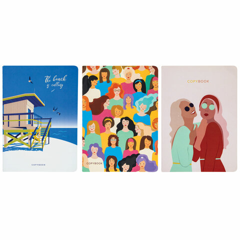 Тетради A5 (147х210мм) 40л НАБОР 3шт. сшивка клетка SoftTouch, 70г/м, JOY, BRAUBERG, 403791