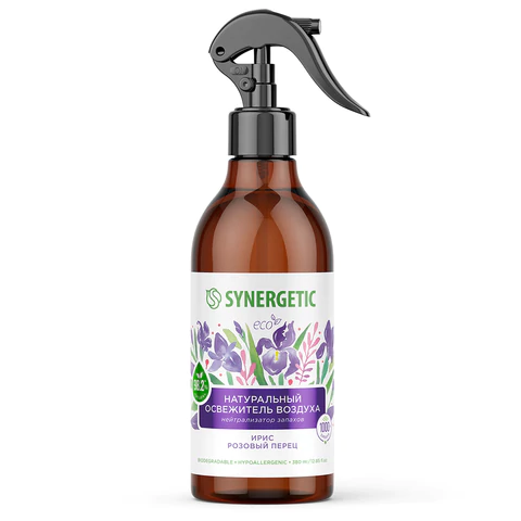 Освежитель воздуха 380 мл SYNERGETIC "Ирис и розовый перец", биоразлагаемый, нейтрализатор запахов, спрей, 900002 608654 - МСК «Форвард»