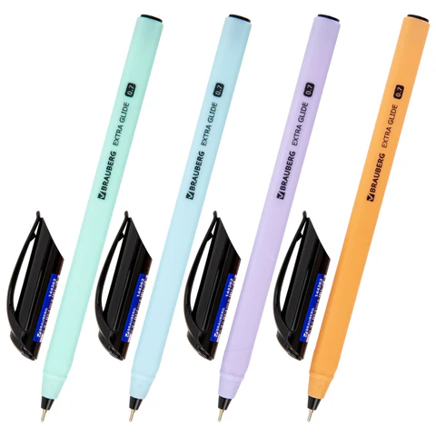 Ручка шариковая масляная BRAUBERG "Extra Glide Softy EL", СИНЯЯ, корпус ассорти, игольчатый наконечник 0,7 мм, линия письма 0,5 мм, 144262 - МСК «Форвард»