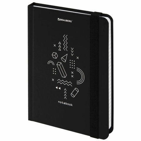 Блокнот с резинкой в клетку 96л, МАЛЫЙ ФОРМАТ А6 109х148, твердая обложка, BRAUBERG, Elements,113736