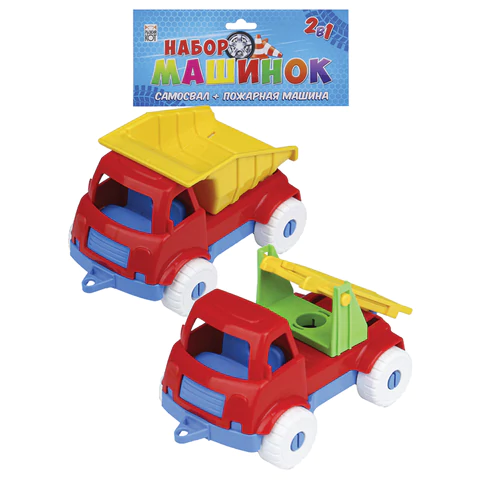 Набор пластиковых машинок 2 шт., самосвал и пожарная машина, 12 см, РК, И-5677 666308