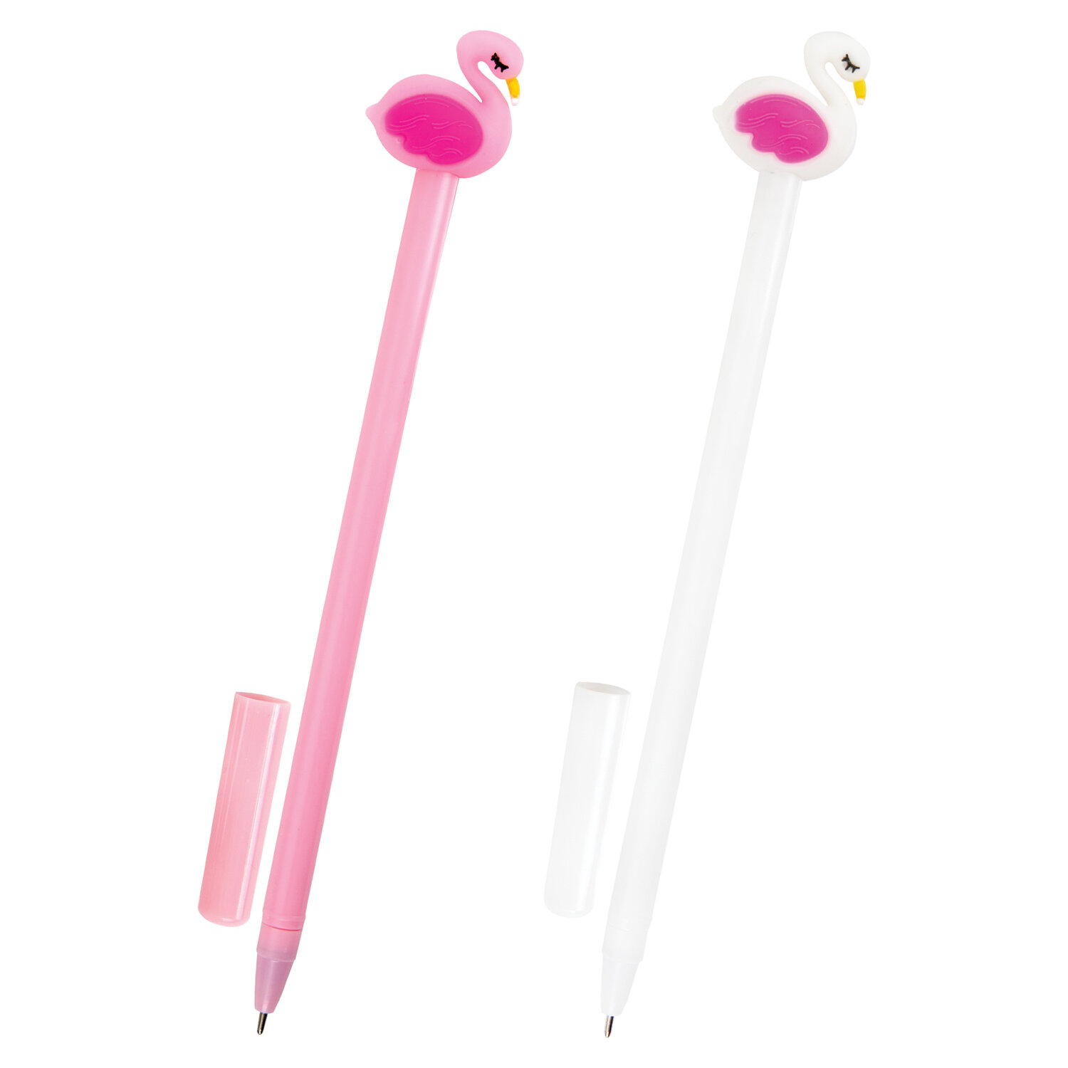 Ручка с топпером шариковая ЮНЛАНДИЯ "Лебедь", корпус ассорти, СИНЯЯ, узел 0,7мм, КОМПЛЕКТ 12шт 143801