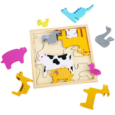 Пазл деревянный развивающий для детей "Домашние животные", 17х17 см, BRAUBERG KIDS, 665251 - МСК «Форвард»