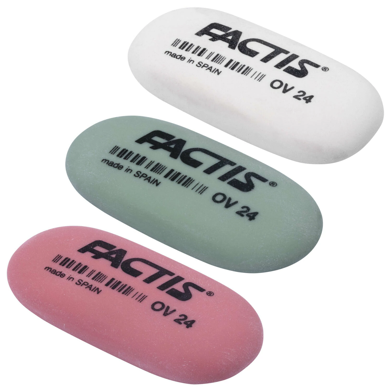 Ластик FACTIS OV 24 (Испания), 49х24х9мм, цвет ассорти, овальный, мягкий, CMFOV24 220856