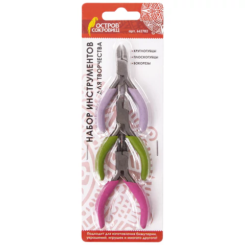 Набор инструментов (круглогубцы, плоскогубцы, бокорезы), 8 см, ОСТРОВ СОКРОВИЩ, 662782 - МСК «Форвард»