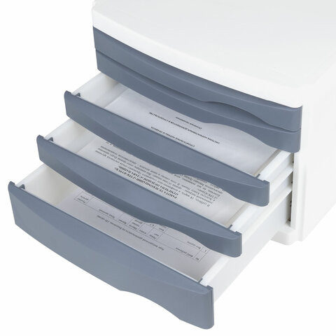 Бокс с 5 выдвижными лотками, корпус светлый, лотки серые, 235х300х355 мм, BRAUBERG "Office-Expert", 238045 - МСК «Форвард»