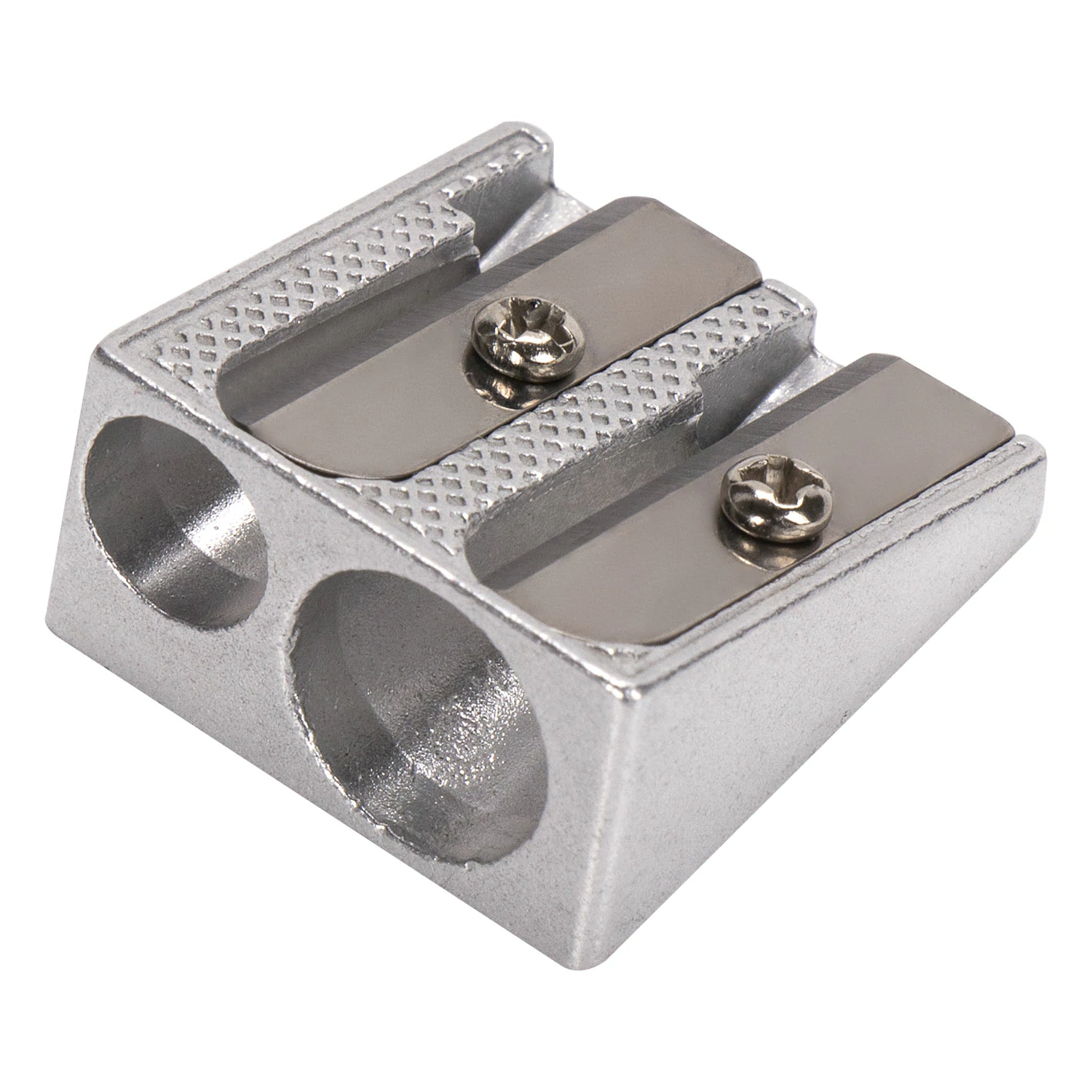 Точилка BRAUBERG "Style", металлическая клиновидная, 2 отверстия, в карт. коробке, 222486