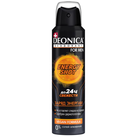 Дезодорант аэрозольный мужской 150 мл, DEONICA FOR MEN "ENERGY SHOT", 4650056492647S 609377