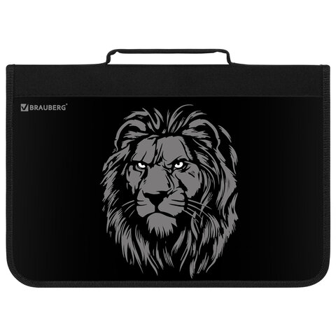 Папка на молнии BRAUBERG А4 с ручкой, с органайзером, 1 отделение, "Savage lion", 272218 - МСК «Форвард»
