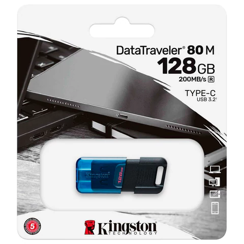 Флеш-диск 128 GB KINGSTON DataTraveler 80 M, разъем Type-C 3.2, черный, DT80M/128GB 514071 - МСК «Форвард»