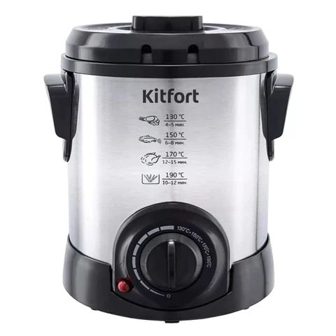 Фритюрница KITFORT KT-2009, 1000 Вт, объем 1 л, регулировка 130-190 °С, 1 корзинка, черная/серебристая, КТ-2009 458191 - МСК «Форвард»