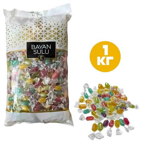 Карамель ассорти МИНИ "Fruit", 11 вкусов с желейными начинками, 1 кг, BAYAN SULU, 1050000009 623236