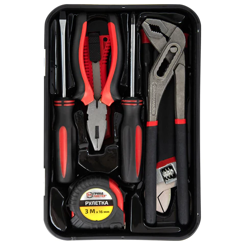 Набор инструментов столярно-слесарный, 9 предметов, пластиковый бокс, ГРАНДМАСТЕР, 671325 - МСК «Форвард»