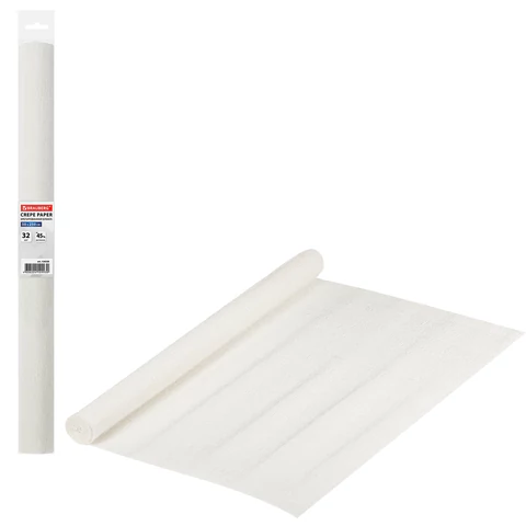 Бумага гофрированная/креповая, 32г/м2, 50х250см, белая, в рулоне, BRAUBERG, 126528