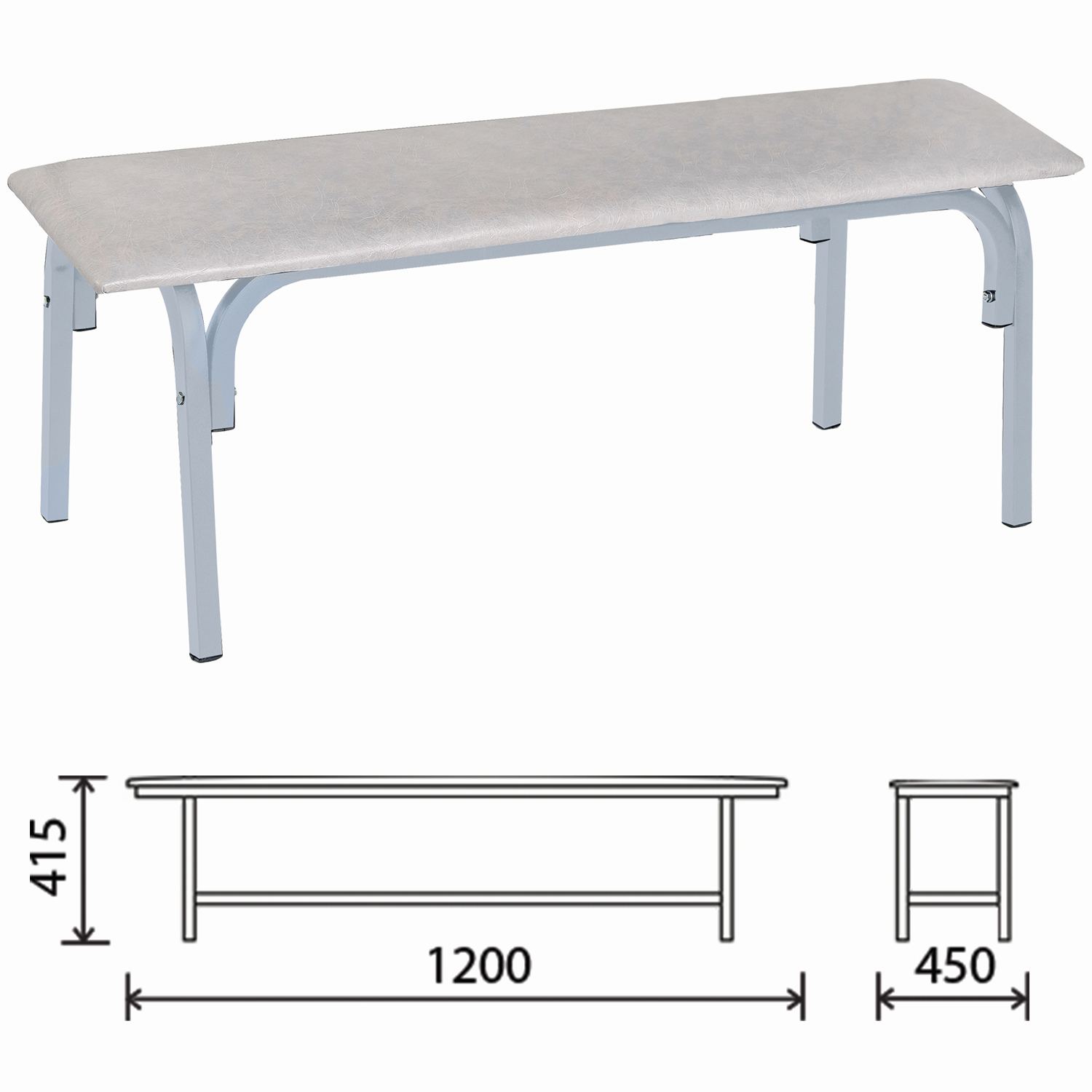 Банкетка без спинки "Астрид" (ш1200*г450*в415),каркас св.-серый, кожзам св.-серый, БМ9 К-05,531255 