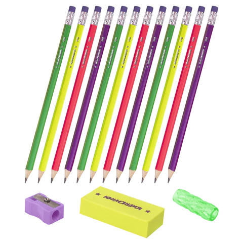 Набор ЮНЛАНДИЯ "Юный волшебник", 12 карандашей чернографитных + точилка + ластик + держатель, 181785 - МСК «Форвард»