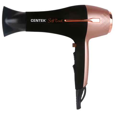 Фен CENTEK CT-2242, 2000 Вт, 2 скорости, 3 температурных режима, черный/розовый 457620