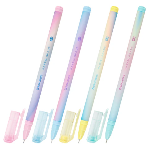 Ручка гелевая BRAUBERG GRADE PASTEL, СИНЯЯ, игольчатый узел 0,5 мм, линия письма 0,3 мм, 144284 - МСК «Форвард»