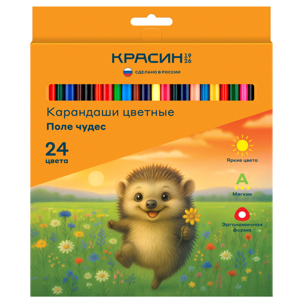 Карандаши цветные Красин "Поле чудес", 24цв., трехгр., заточен., картон, европодвес КР-240400 360037 - МСК «Форвард»
