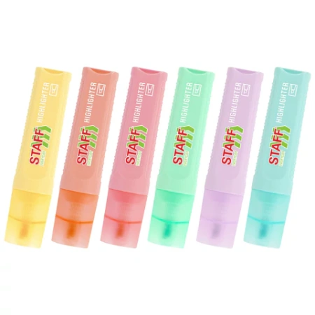 Набор текстовыделителей 6 ПАСТЕЛЬНЫХ ЦВЕТОВ, STAFF "EVERYDAY HL-707", линия 1-5 мм, скошенный наконечник, 152551 - МСК «Форвард»