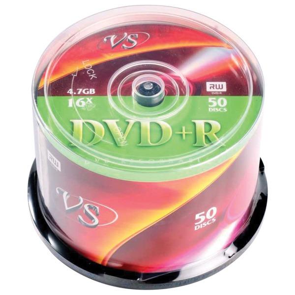 Диски DVD+R (плюс) VS 4,7 Gb 16x Cake Box (упаковка на шпиле), КОМПЛЕКТ 50 шт., VSDVDPRCB5001  511549