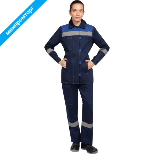 Костюм рабочий летний женский л20-КБР с СОП синий/васильковый (размер 104-108 (52-54), рост 158-164) 1583174 минпромторг