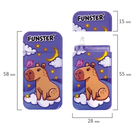 Корректирующая лента FUNSTER (ФАНСТЕР) "КАПИБАРЫ", 5 мм х 5 м, КОМПЛЕКТ 6 штук, пенал с zip-замком, 273021 - МСК «Форвард»