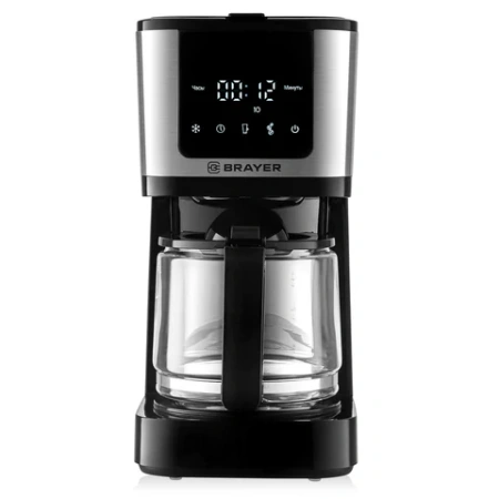 Кофеварка капельная BRAYER BR1125, 900 Вт, объем 1,25 л, LED-дисплей, термокружка в ПОДАРОК, черная 456901 - МСК «Форвард»