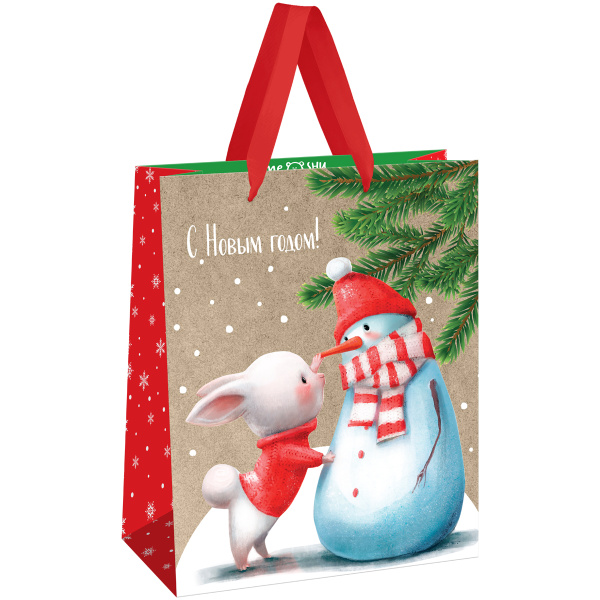 Пакет подарочный 26*32*12см MESHU "Snowman", крафт MS_61645 371084 - МСК «Форвард»