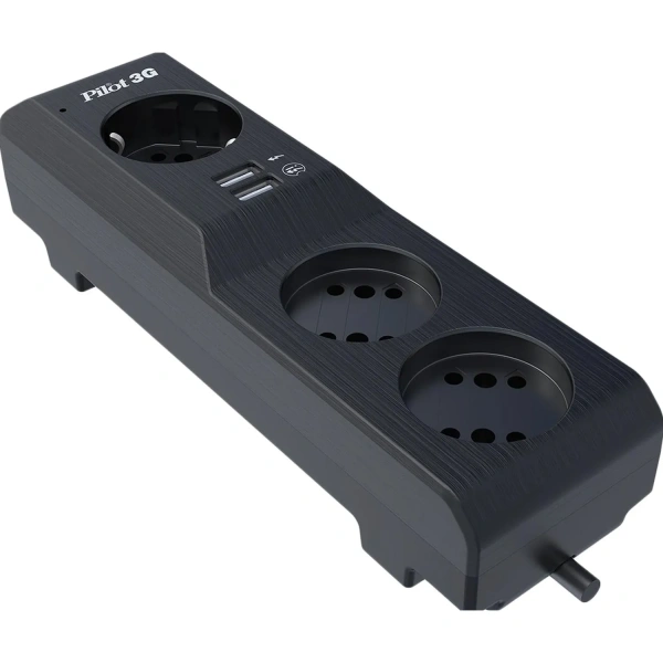 Сетевой фильтр ZIS Pilot 3G на 3 розетки (3 евро+2 USB) 3 метра черный 1412404 - МСК «Форвард»