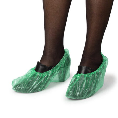 Бахилы MERIDIAN ПРОЧНЫЕ 3,8 грамма, зеленые, КОМПЛЕКТ 100 штук (50 пар), 40х15 см, ПНД 631345 - МСК «Форвард»