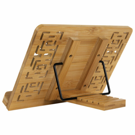 Подставка для книг и планшетов бамбуковая резная BRAUBERG, 28х20 см, регулируемый наклон, 237897 - МСК «Форвард»