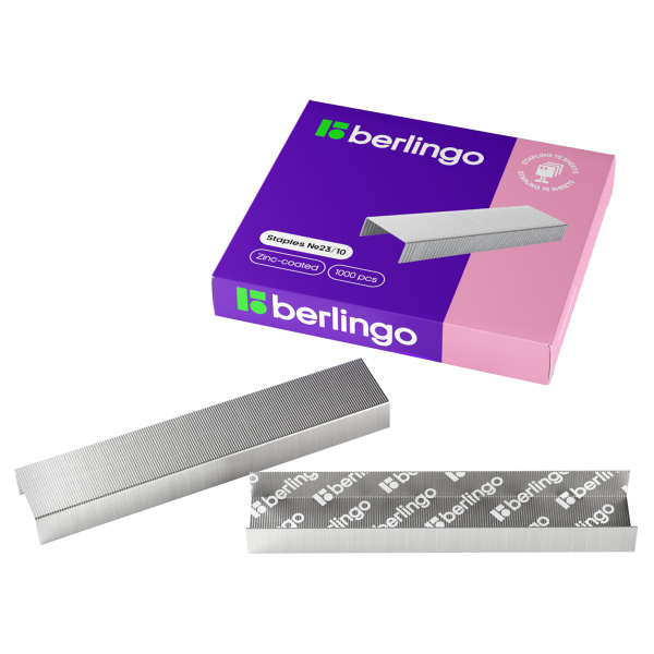 Скобы для степлера №23/10 Berlingo, оцинкованные, 1000шт DSk_23100 138284