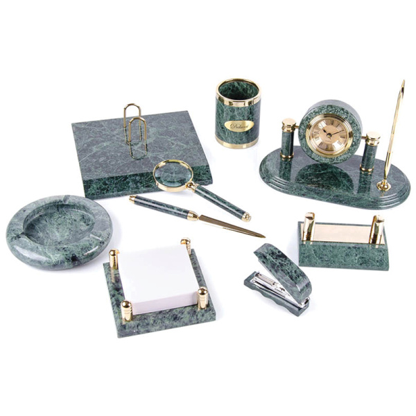 Набор настольный Delucci 9 предметов, зеленый мрамор MBm_00004  214036