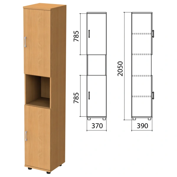Шкаф полузакрытый "Монолит", 370х390х2050мм, цвет бук (КОМПЛЕКТ) 980096