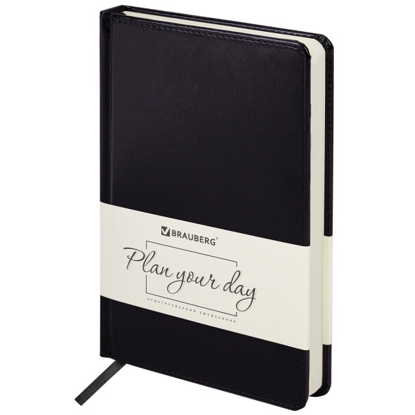 Ежедневник недатированный А5 138х213мм BRAUBERG Imperial под кожу, 160л, черный, 113499