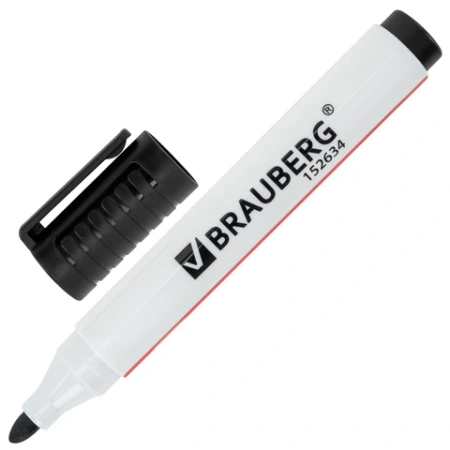 Маркер стираемый для белой доски ЧЕРНЫЙ, BRAUBERG "ULTRA WHITEBOARD MARKER", 3 мм, с клипом, 152634 - МСК «Форвард»