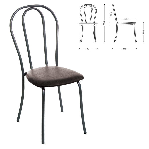 Стул д/столовых, кафе, дома "Вереск", черный каркас, кожзам черный, СМ7/6-05 К-01  530665