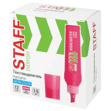 Текстовыделитель STAFF "EVERYDAY HL-707", РОЗОВЫЙ, линия 1-5 мм, скошенный наконечник, 152544 - МСК «Форвард»
