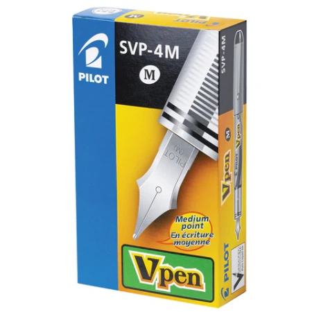 Ручка перьевая PILOT V-Pen, ЧЕРНАЯ, корпус серый, линия письма 0,58 мм, SVP-4M B 144708 - МСК «Форвард»