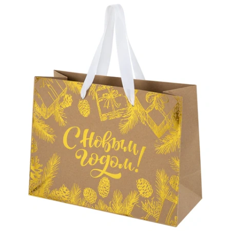 Пакет подарочный новогодний, 27х11х20 см, "Shiny Kraft", КОМПЛЕКТ 12ШТ фольга, ассорти, ЗОЛОТАЯ СКАЗКА, 592437 - МСК «Форвард»