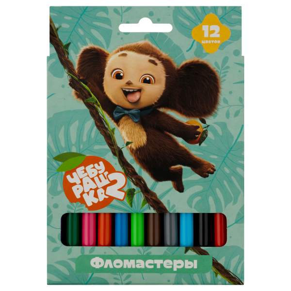 Фломастеры Мульти-Пульти "Чебурашка-2", 12цв, смываемые, картон, европодвес ФЛЧБ_62526 388796