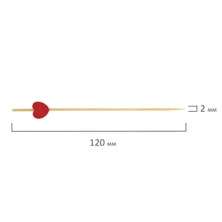 Пики для канапе бамбуковые "Сердце красное", 12 см, 100 шт., КП, 139419 700679 - МСК «Форвард»