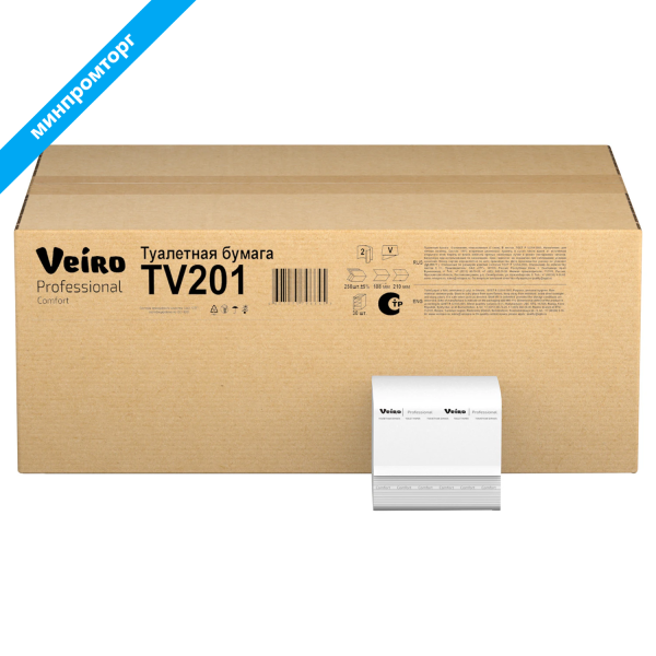 Бумага туалетная VEIRO (Система T3), КОМПЛЕКТ 30шт, Comfort, листовая, 250л, 21х10,8см, 2-сл, TV201 127093
