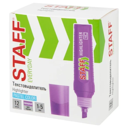 Текстовыделитель STAFF "EVERYDAY HL-707", ЛАВАНДОВЫЙ, линия 1-5 мм, скошенный наконечник, 152547 - МСК «Форвард»