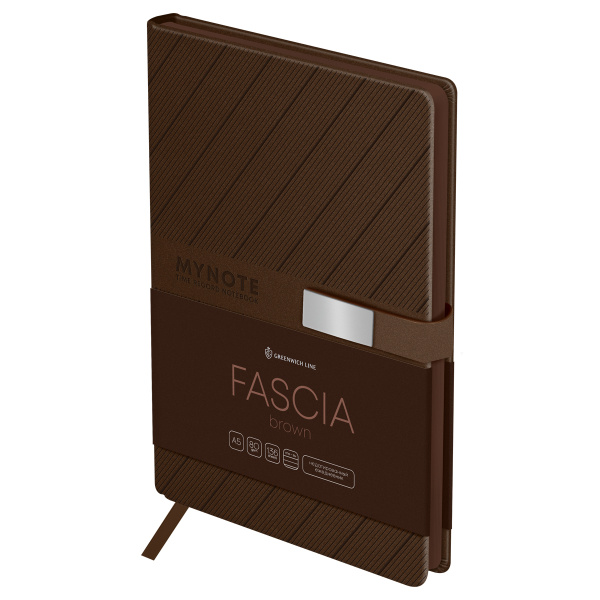 Ежедневник недатированный, А5, 136л., твердый переплет, кожзам, Greenwich Line "Fascia. Brown", магнитная застежка, цветной срез 370236 - МСК «Форвард»