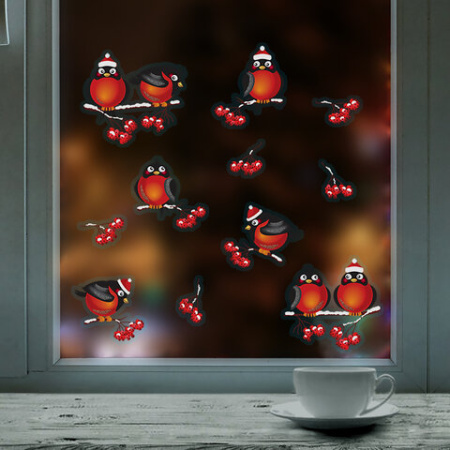 Наклейка для окон (1 штука) двусторонняя МНОГОРАЗОВАЯ 30х38 см, "Ассорти № 1", ЗОЛОТАЯ СКАЗКА, 591921 - МСК «Форвард»