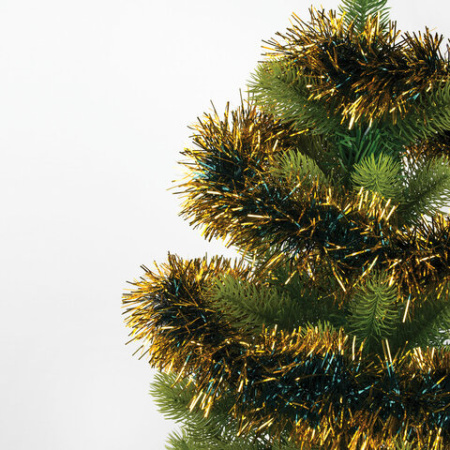 Мишура КОМПЛЕКТ 3 штуки, диаметр 100 мм, длина 2 м, зеленая с золотистыми кончиками, 592219 - МСК «Форвард»